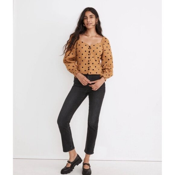 Madewell Corduroy Sweetheart Polka Dot Top Womens 10 Corset Coquette Cottagecore - Picture 4 of 16